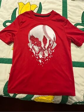 Boys Red Baseball Graphic Short Sleeve Tee